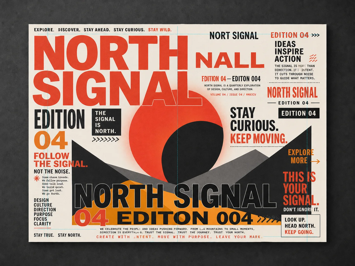 Overcrowded North Signal poster with duplicated type and spelling drift