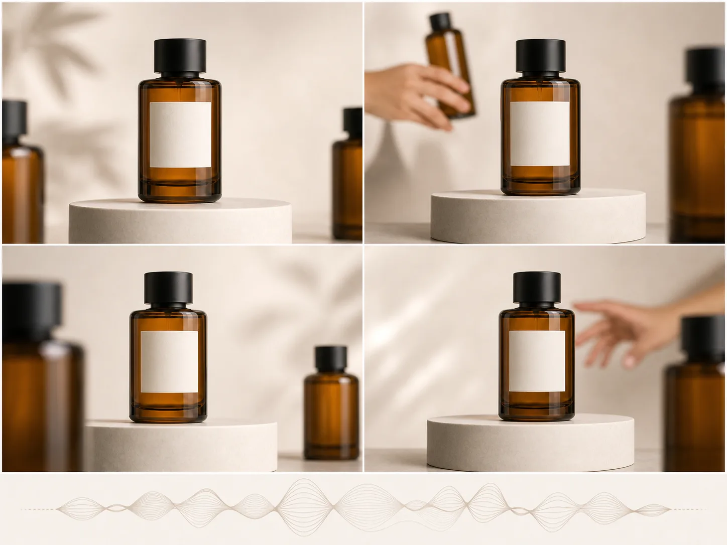 Avoid product storyboard with extra bottles, passing hands, and distracting reflections