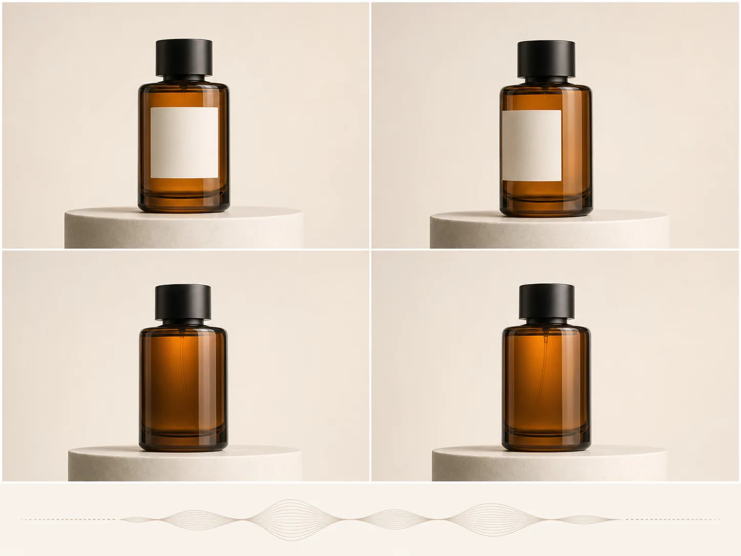 Recommended single-bottle storyboard with an empty background and fixed camera