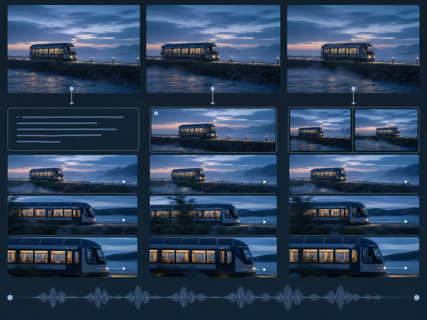 Illustrated text, start-image, and first-last-frame workflows available for Google Veo 3.1 Lite