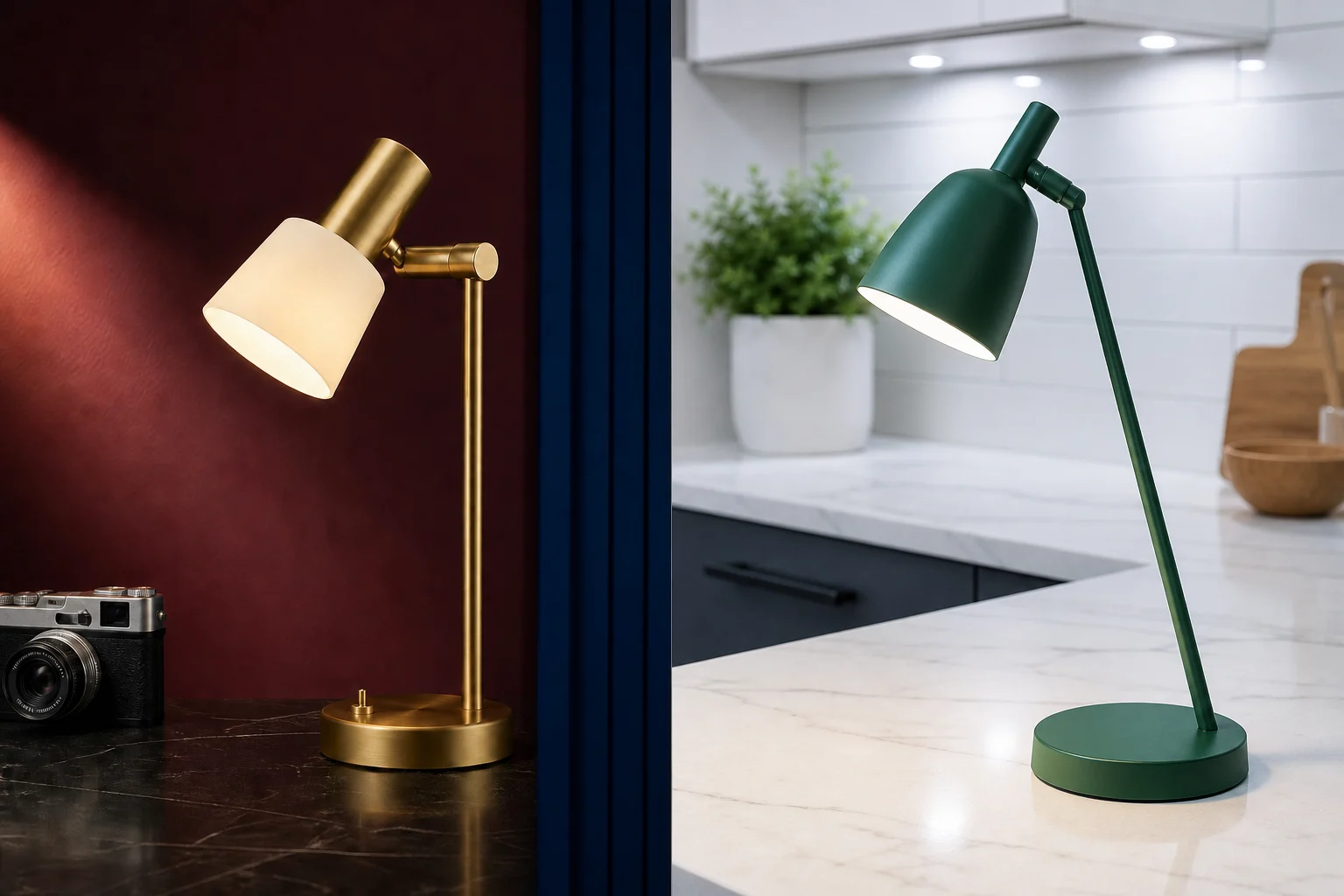 Desk lamp edit that also changes its shape, setting, camera, and lighting