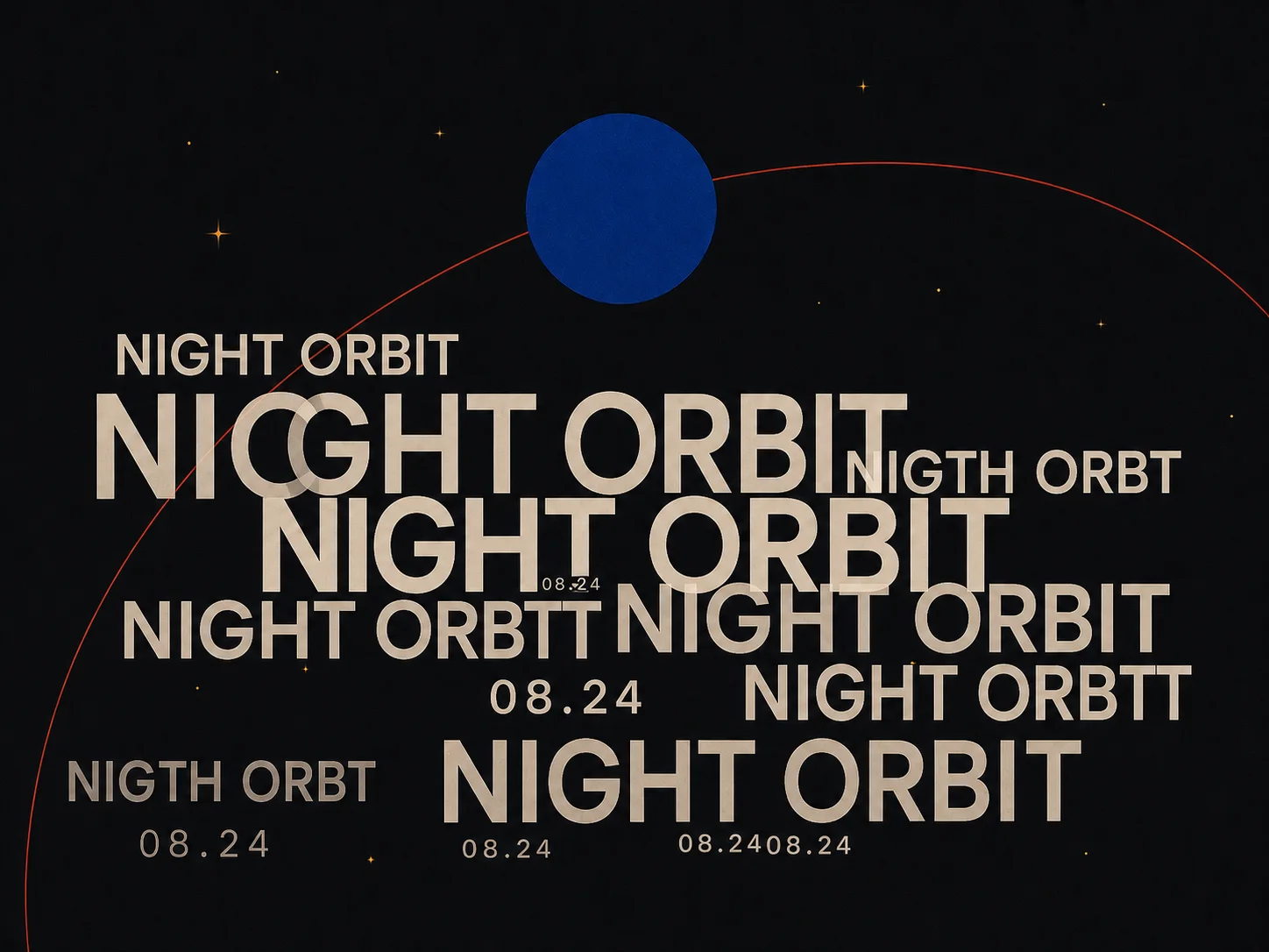 The same poster crowded with duplicated and misspelled headline variations