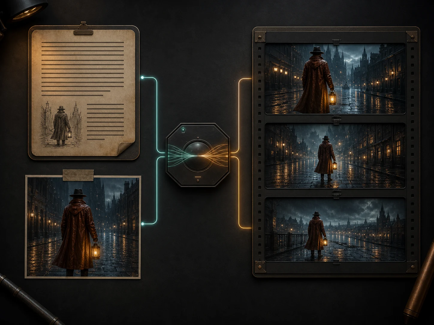Editorial concept board of Hailuo 2.3 Pro text-to-video and start-image workflows