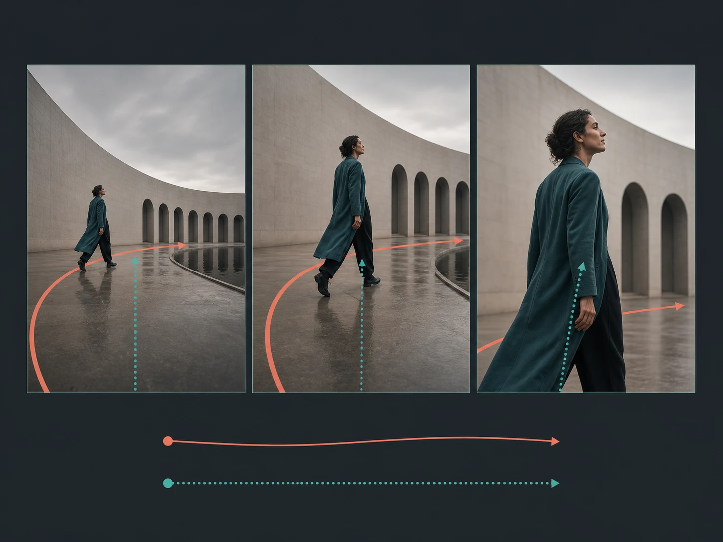 Recommended editorial storyboard with a clear subject path and one camera push-in