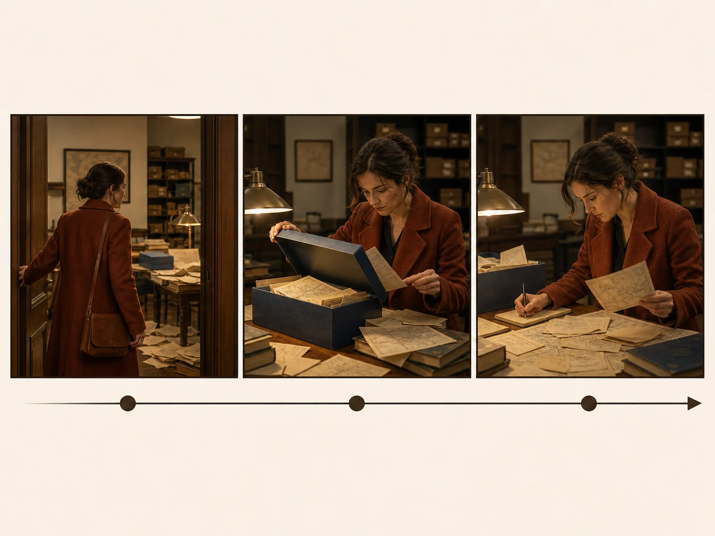 Avoid editorial storyboard with the same archive sequence overloaded by competing actions and loose papers