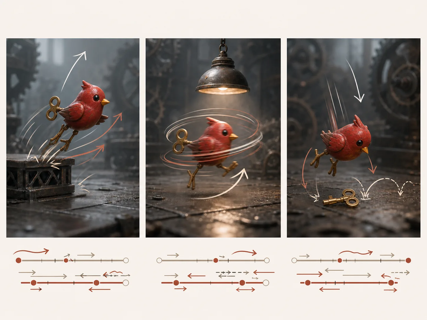 Avoid concept board with contradictory simultaneous bird actions and overloaded timing marks