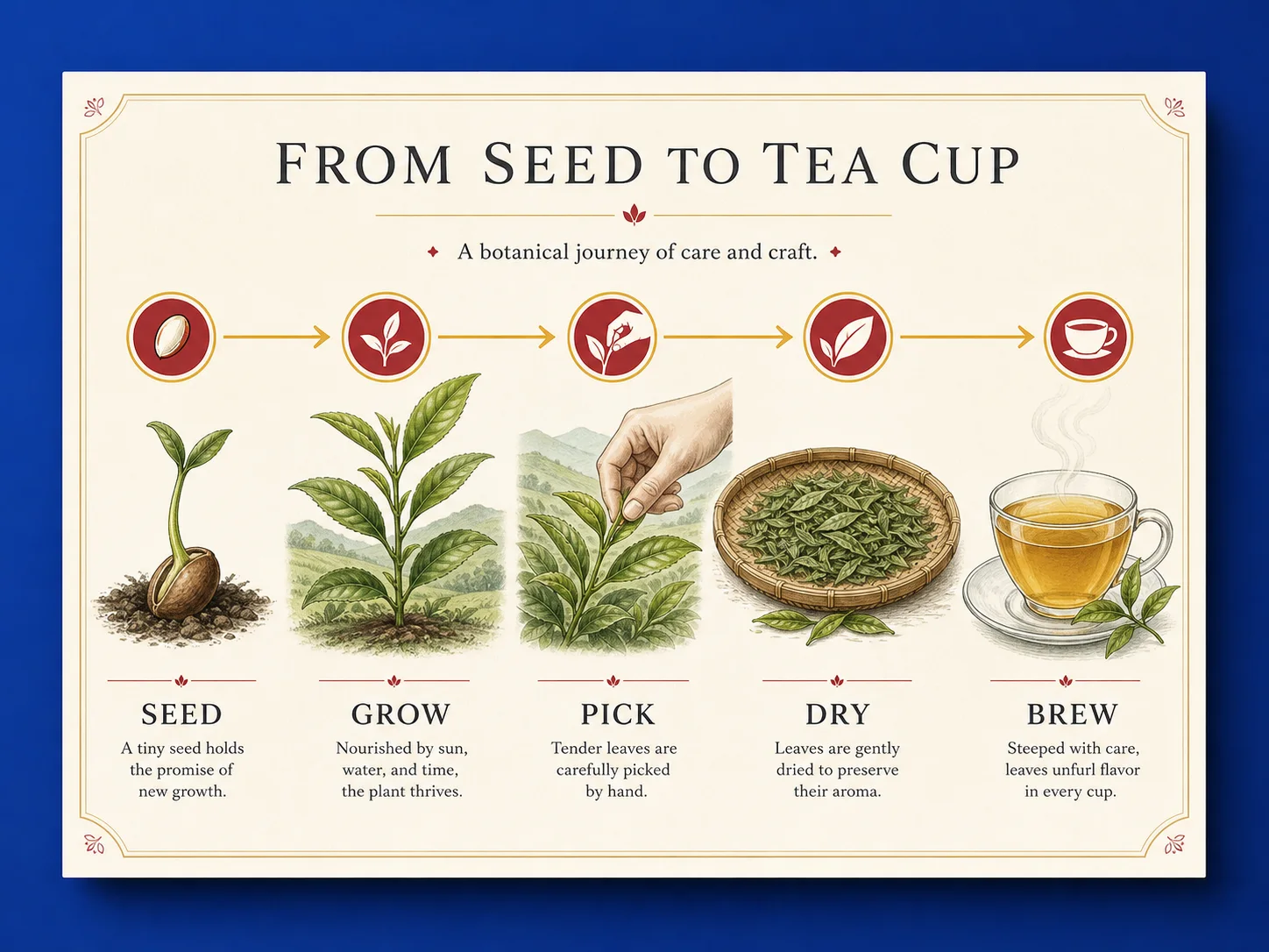 Clear botanical process infographic with structured labels and visual hierarchy