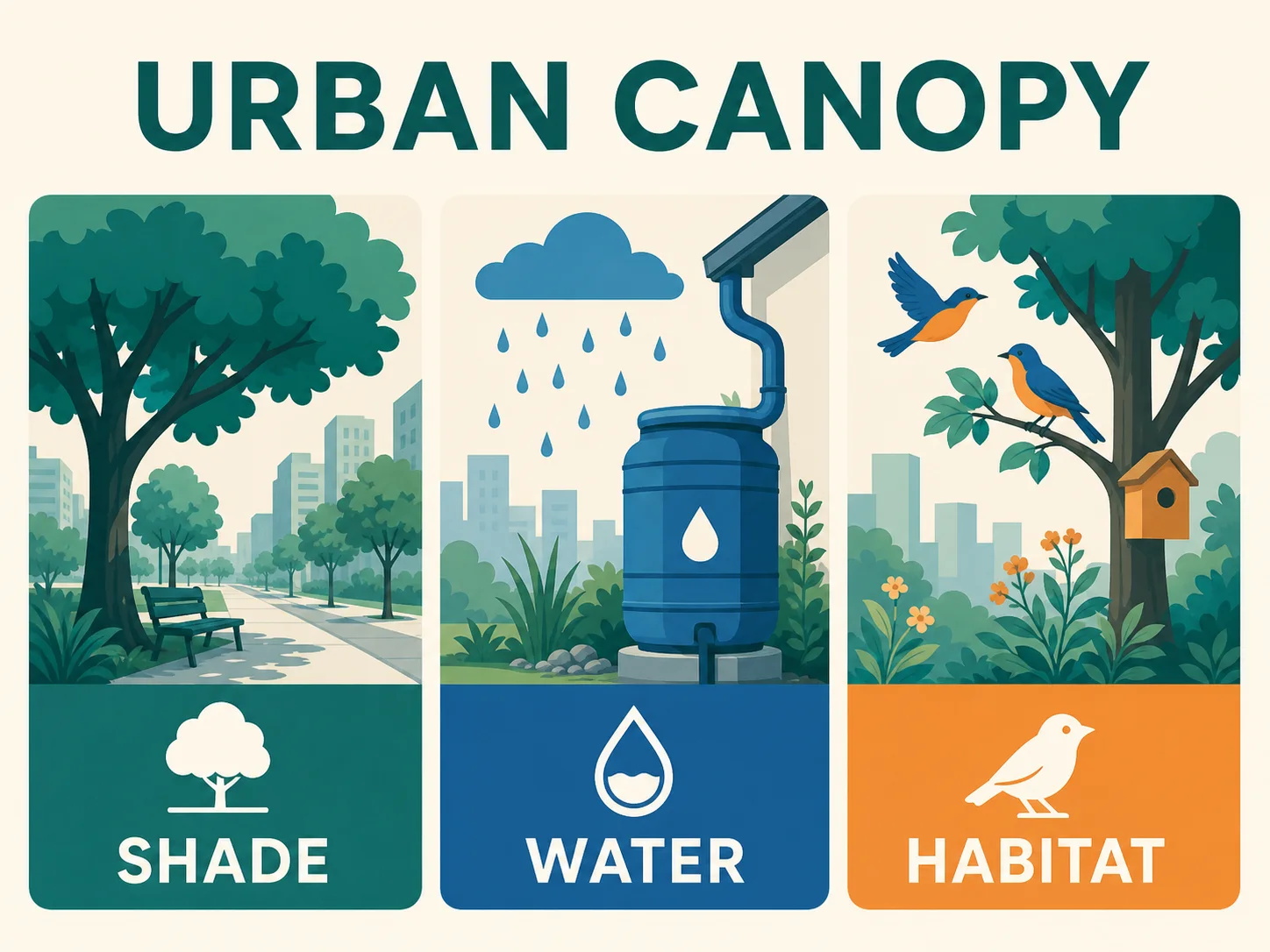 Urban Canopy presentation concept with three readable information blocks