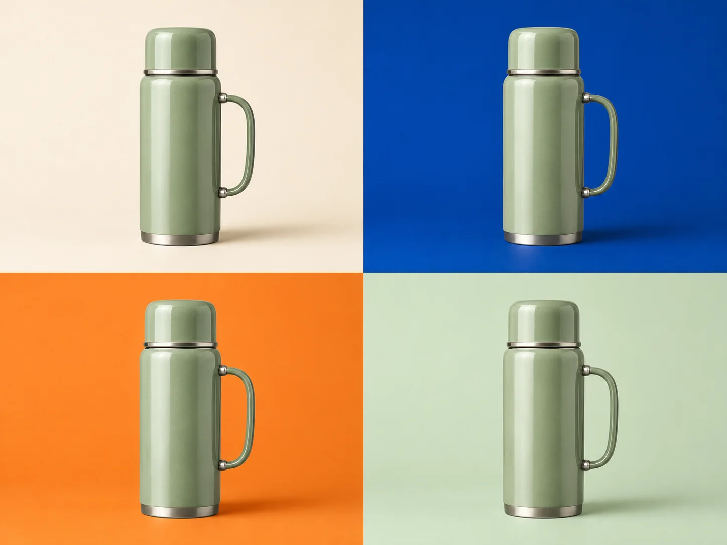 Four thermos variants changing only the background color