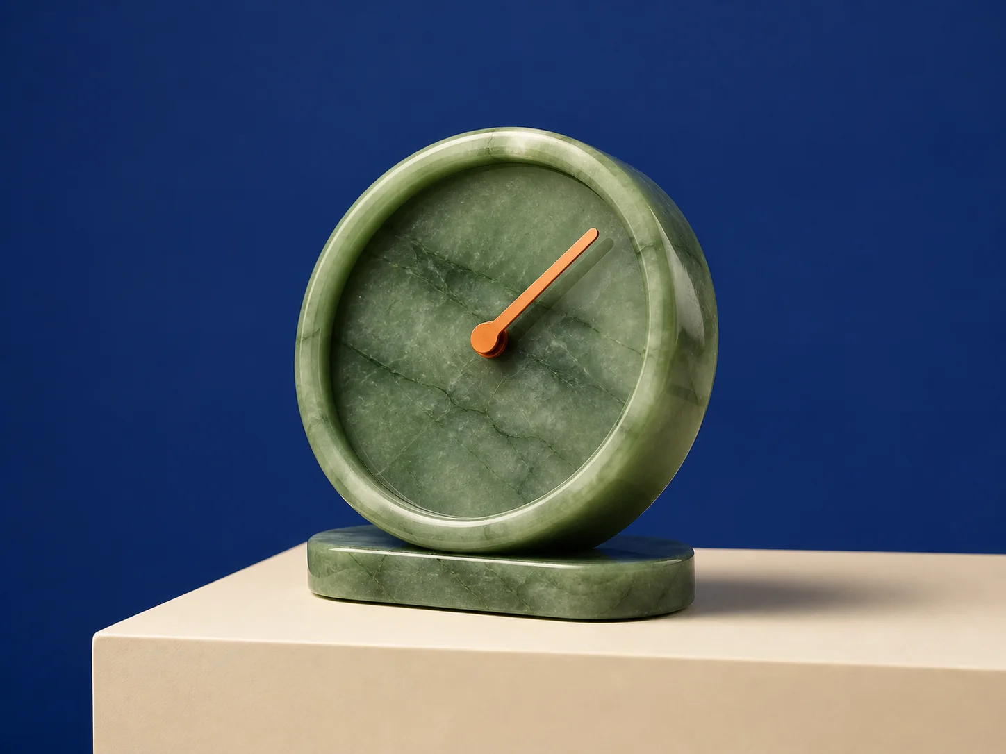 Single desk clock with clear subject hierarchy and coherent lighting