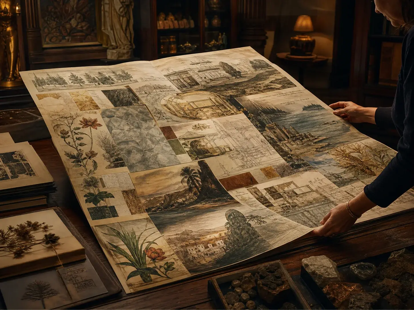 Information-dense illustrated atlas assembled as one coherent museum publication