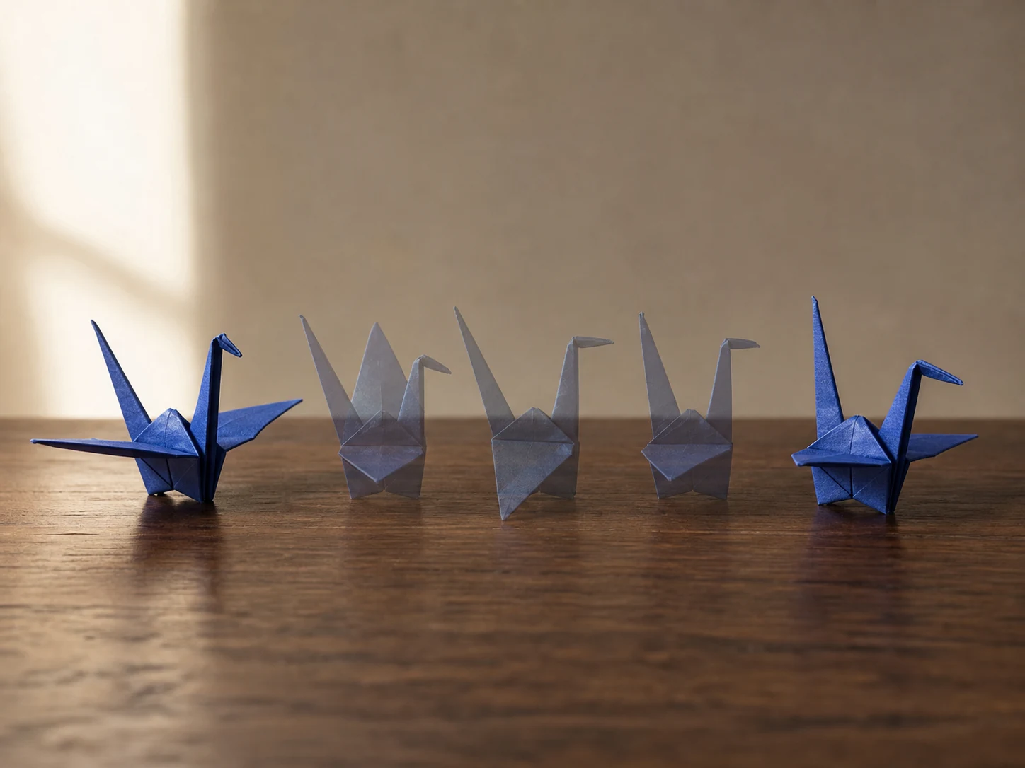 Compatible opening and ending frames connected by a readable camera move in a fictional tabletop scene