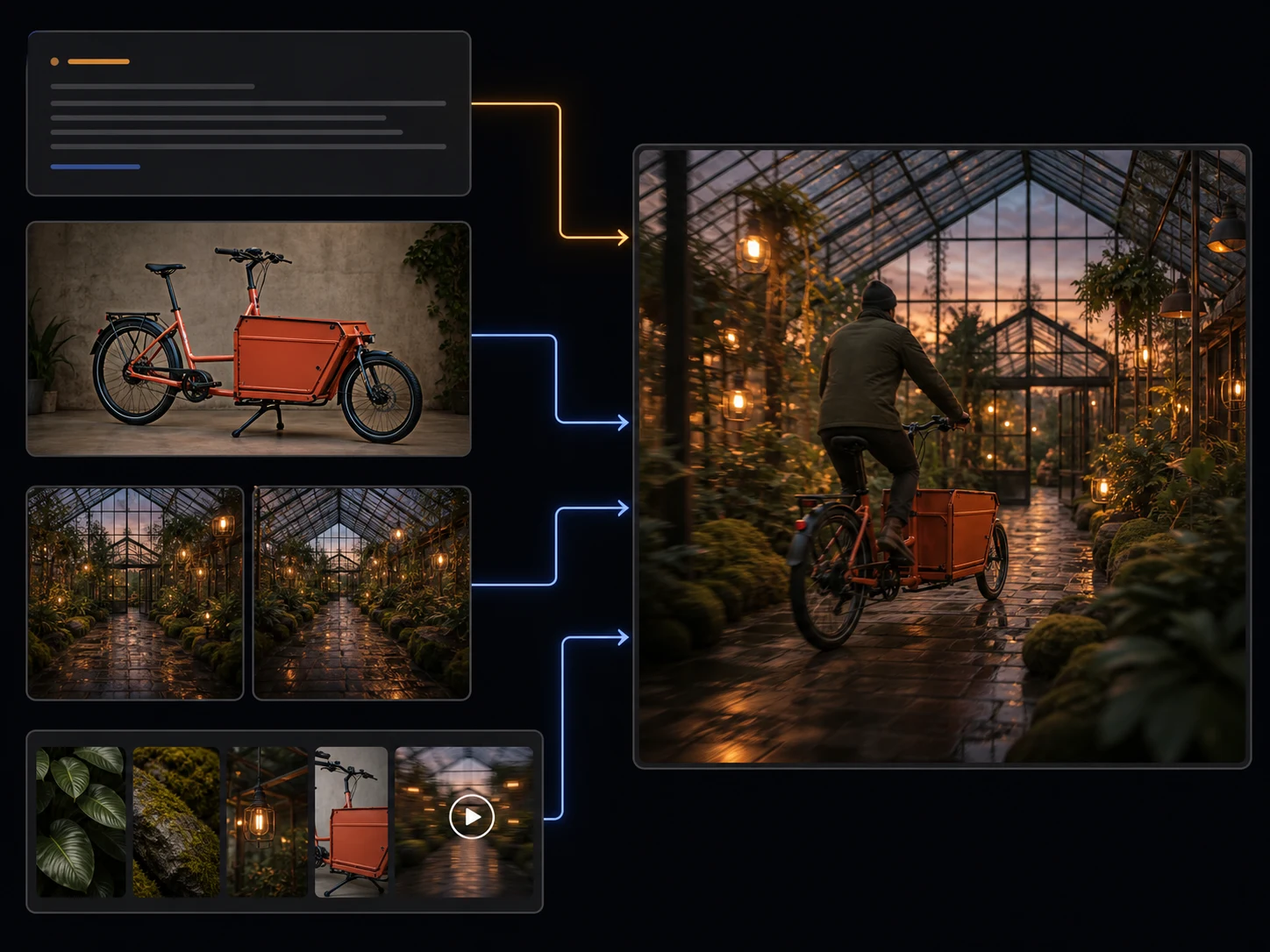 Prompt, still image, start and end frames, and image and video references guiding a short Seedance 2.0 Mini clip