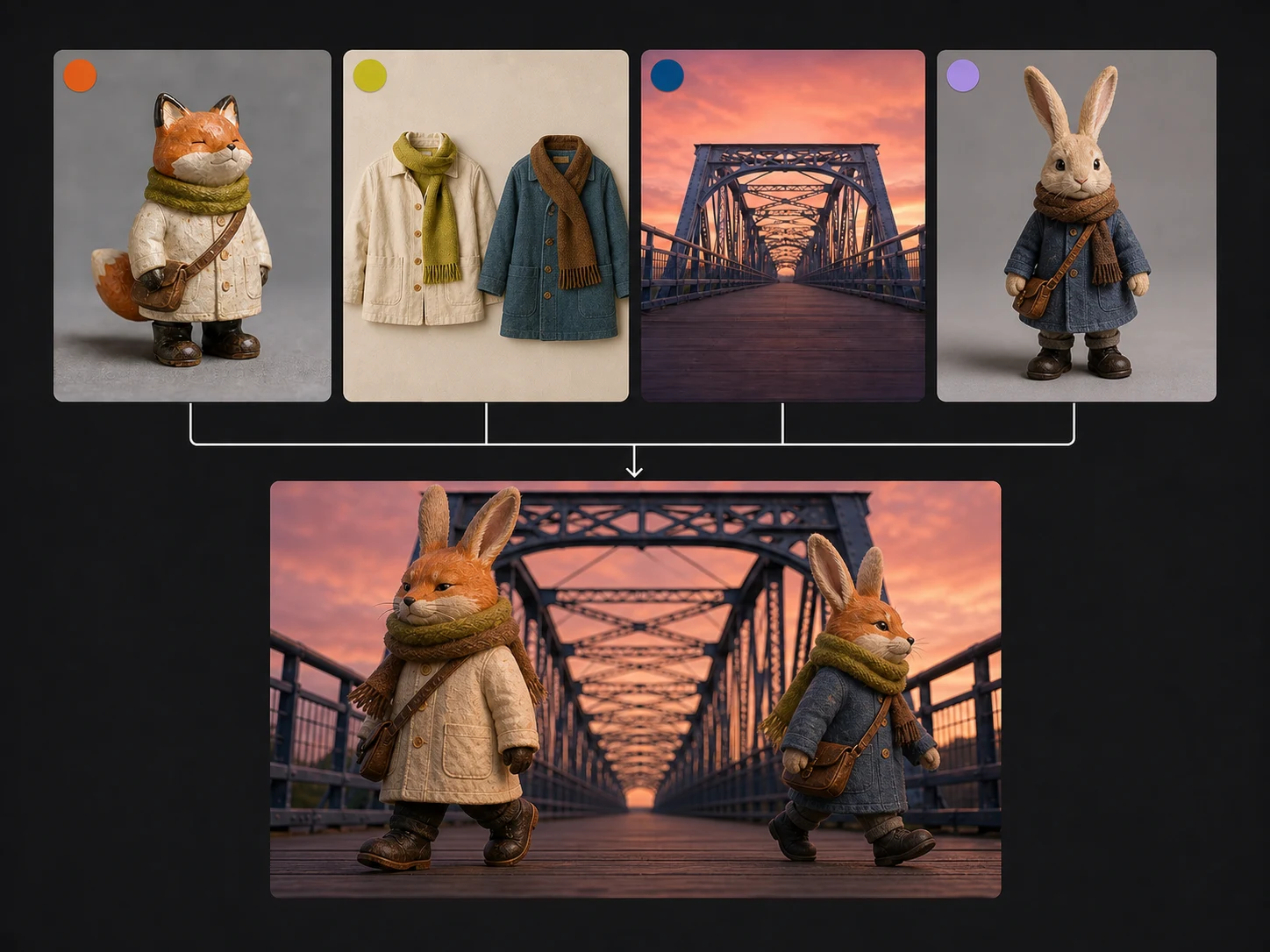 Avoid example where conflicting subjects, wardrobe, and motion references create a confused result