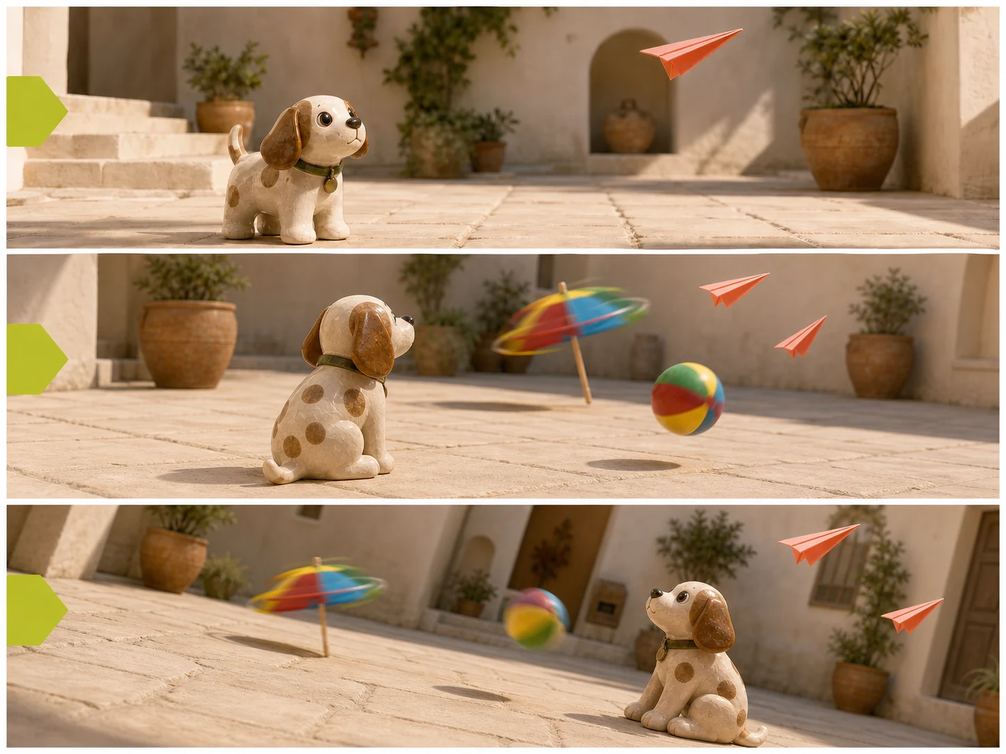 Avoid example where unrelated actions and conflicting camera moves break one short shot