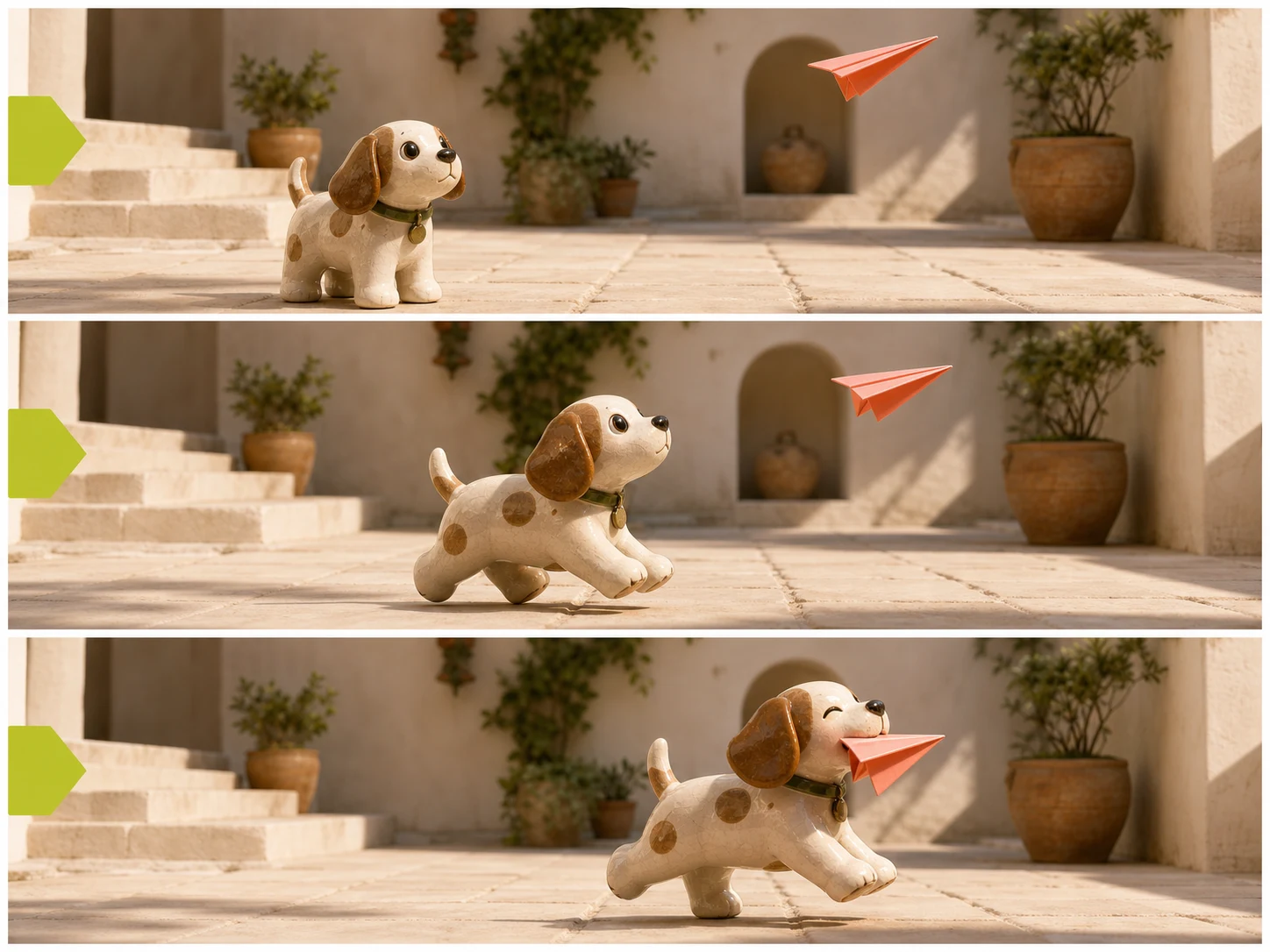 Recommended Seedance 2 shot with one ceramic dog action and one gentle camera push