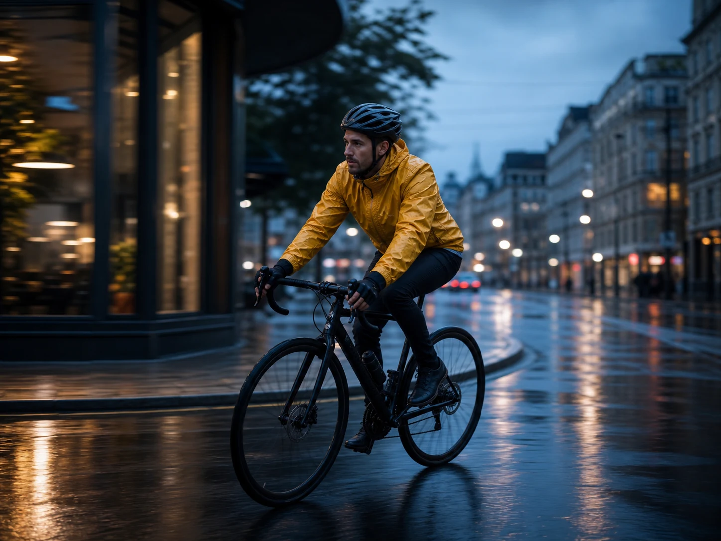 Clear cyclist action with one compatible lateral camera path