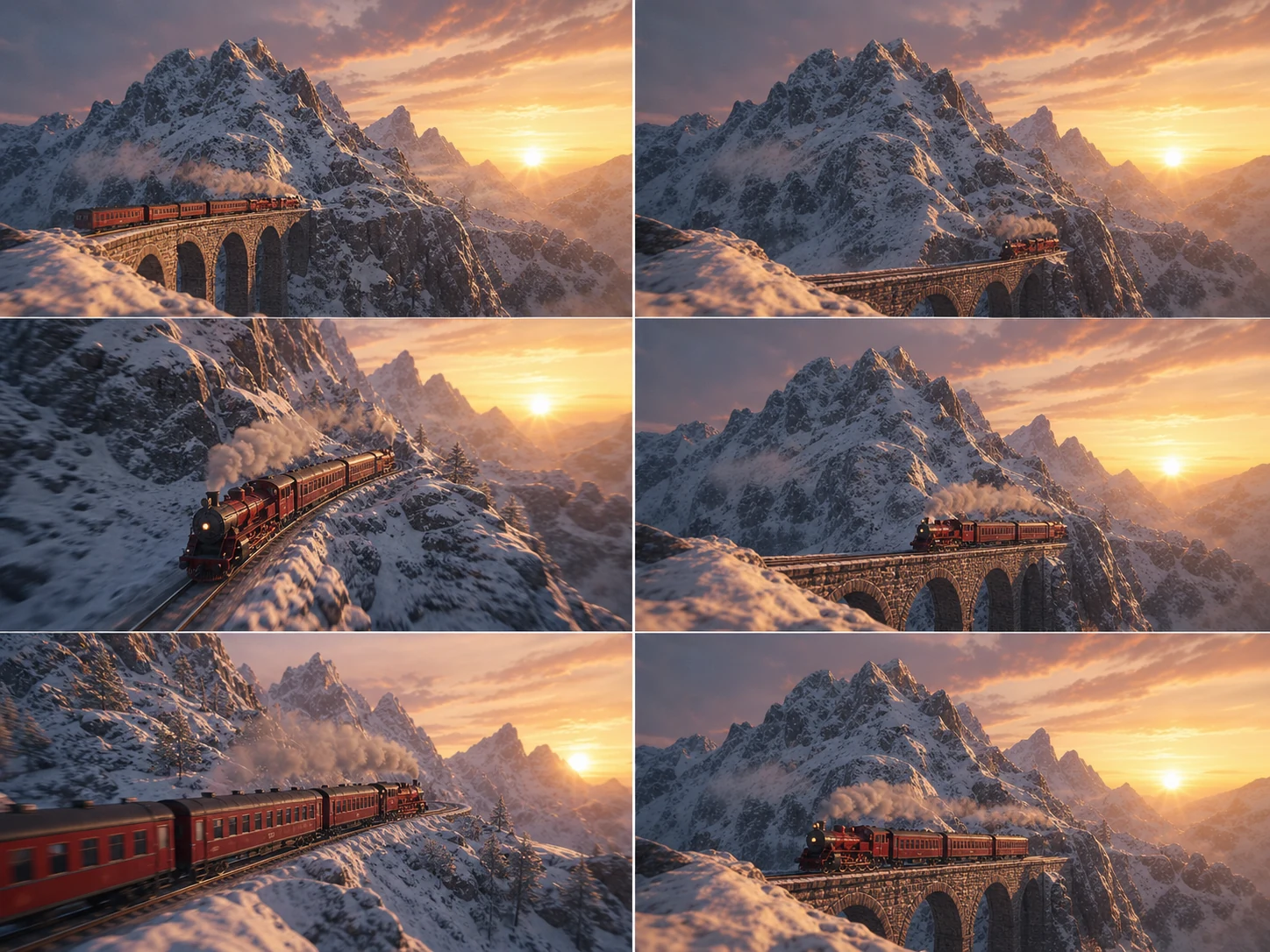 Matched train storyboard comparing moving-camera and fixed-camera directions
