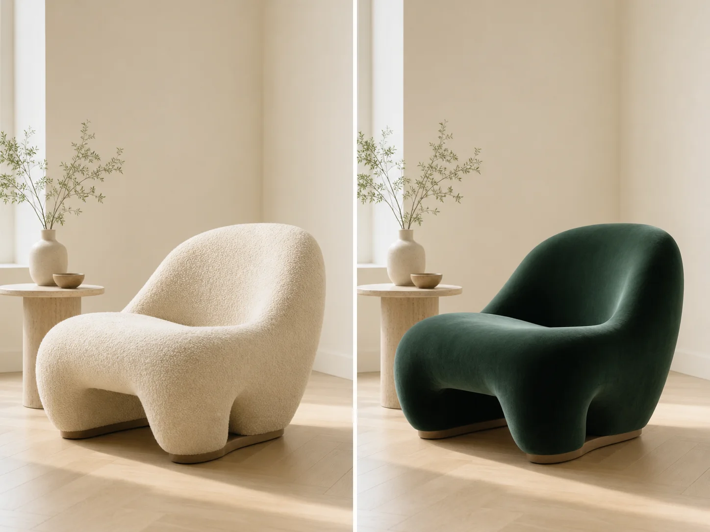 Recommended chair edit changing only upholstery while preserving the room and camera