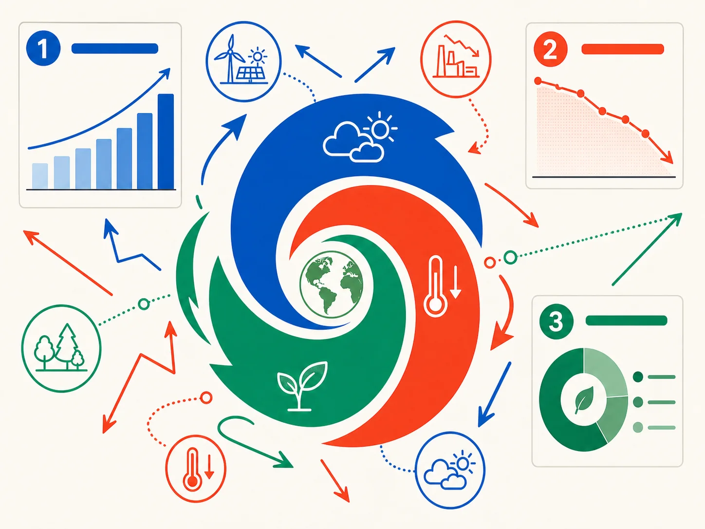 Avoid example with competing charts, scattered callouts, and no clear information priority