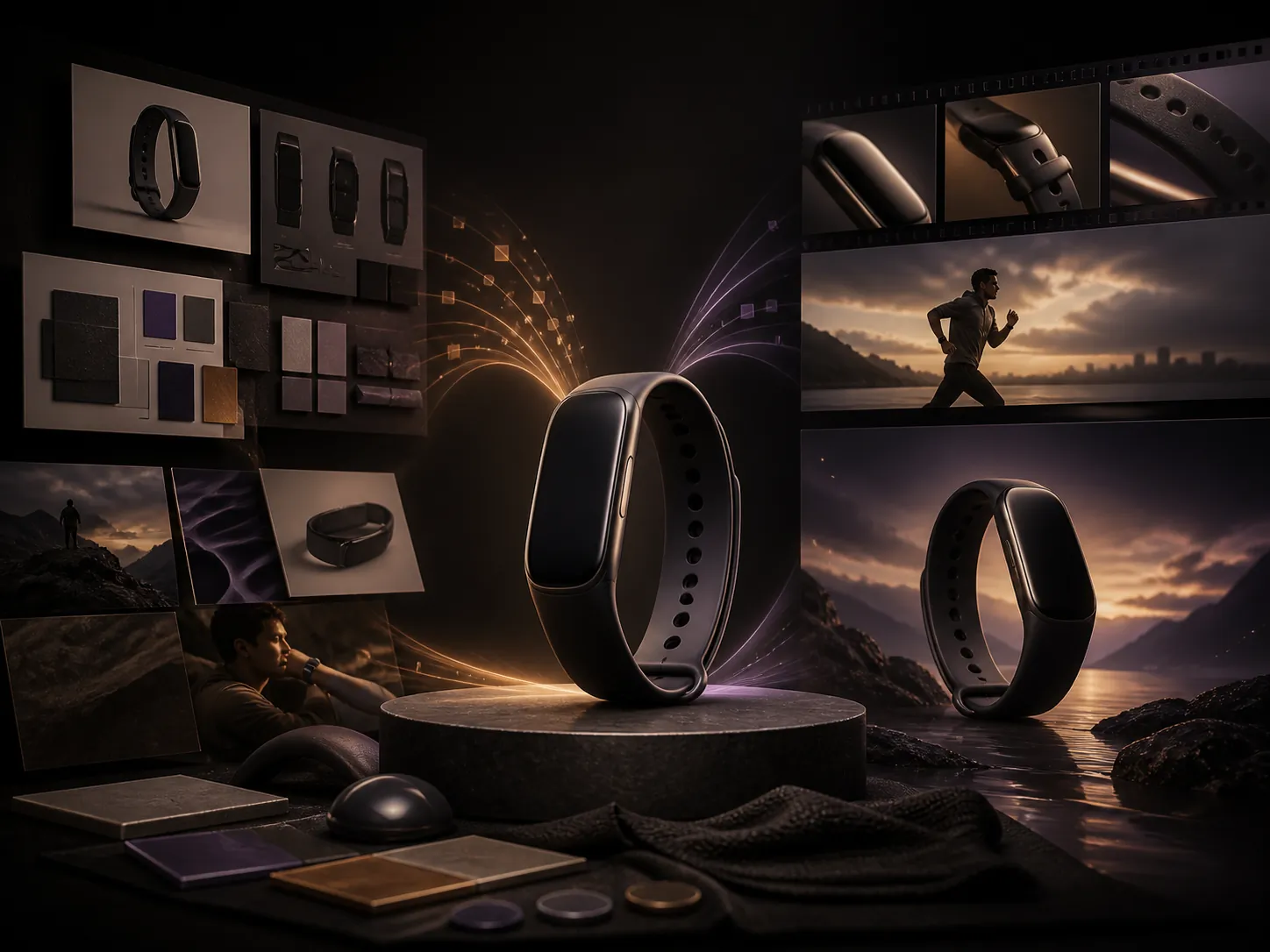 Product references and material samples becoming a consistent cinematic brand film