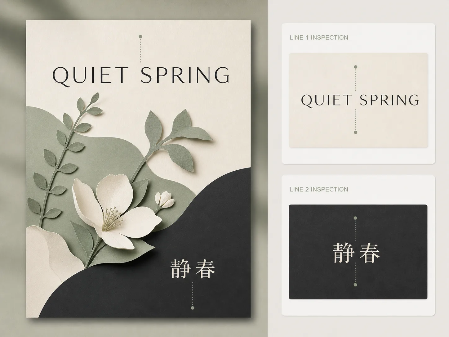 Recommended original poster concept with the short headlines Quiet Spring and 静春 in a clear hierarchy