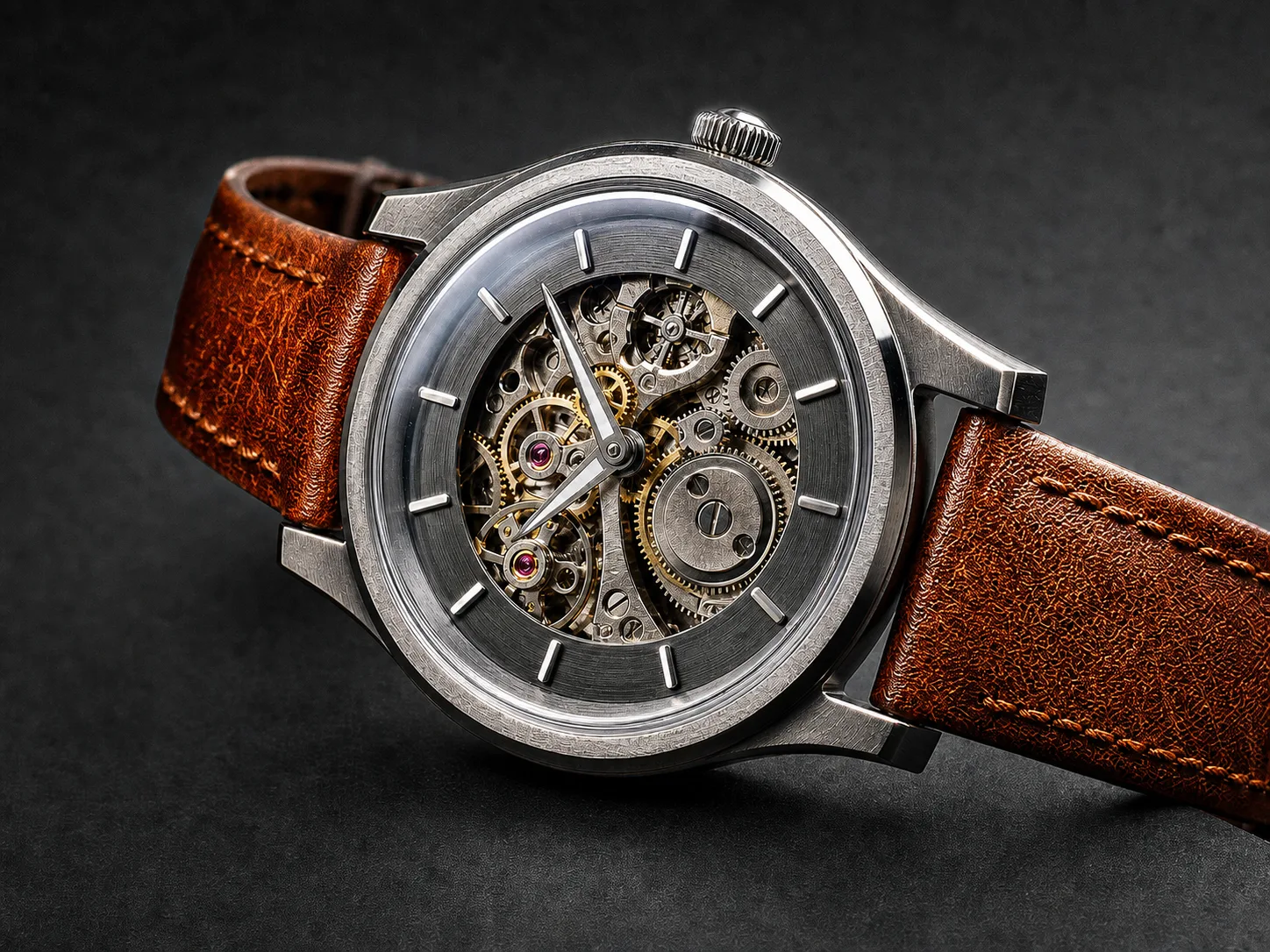 Avoid example of the same watch with harsh sharpening, crunchy leather, and clipped highlights